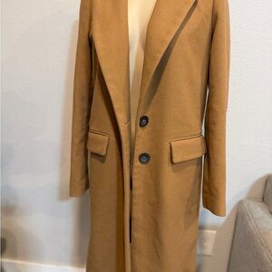 Zara Women's Camel Tan Wool-Blend Pea Coat